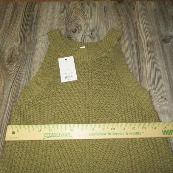 Nine West High-Neck Cutaway Sweater Tank NWT Olive Sz XS Grunge Boho Fall Cute - Picture 9 of 13